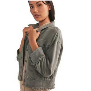 🪗Anthropology Marrakech Michelle trucker jacket Olive Green size M GUC..